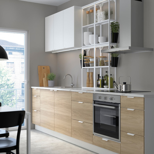 ENHET Kitchen, white/oak effect white, 323x63.5x241 cm