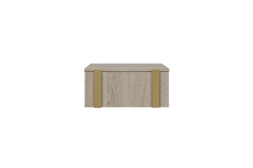 Wall-Mounted Bedside Table Verica Set of 2, biscuit oak/gold handles