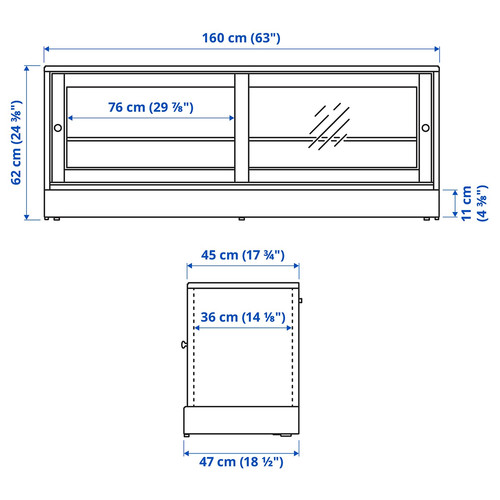 HAVSTA TV bench with plinth, white, 160x47x62 cm