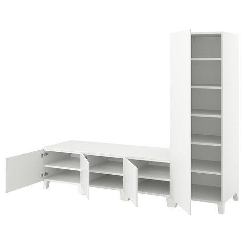 PLATSA Wardrobe with 4 doors, white/Fonnes white, 240x57x191 cm