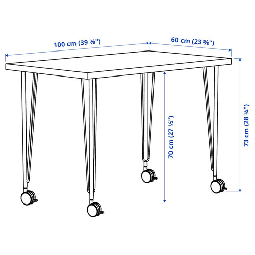 LINNMON / KRILLE Desk, white stained oak effect/black, 100x60 cm