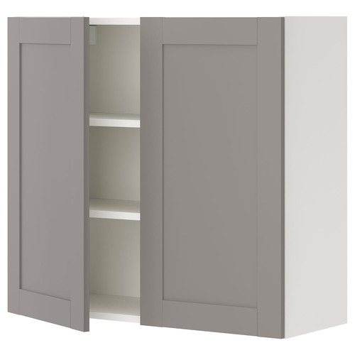 ENHET Wall cb w 2 shlvs/doors, white/grey frame, 80x32x75 cm