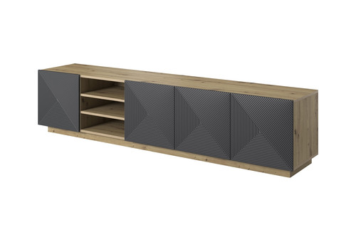 TV Cabinet Asha with Shelves 200 cm, artisan/rivier stone mat