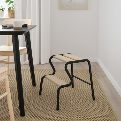 GRUBBAN Step stool, black, birch
