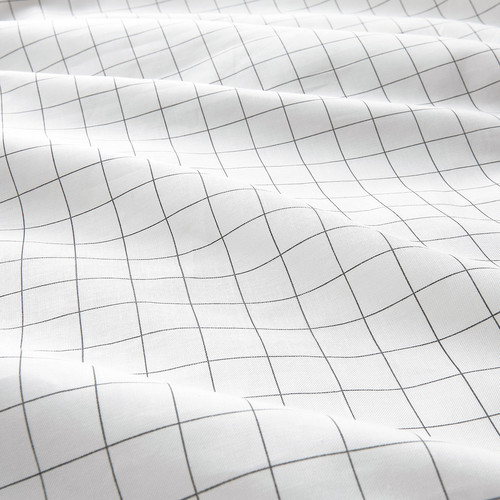 VÄNKRETS Duvet cover and pillowcase, check pattern white, yellow, 150x200/50x60 cm