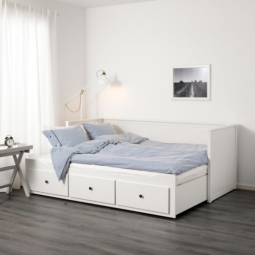 HEMNES Day-bed frame with 3 drawers, white, 80x200 cm