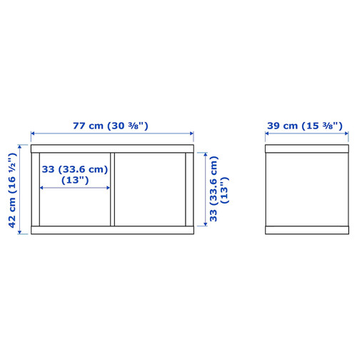 KALLAX / LACK Storage combination with 2 shelves, white, 266x39x147 cm