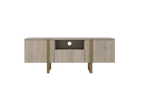 TV Cabinet Verica 150 cm, biscuit oak/gold legs