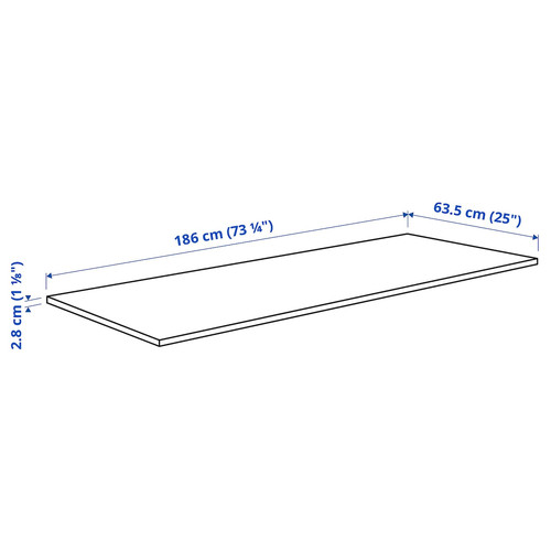 EKBACKEN Worktop, limestone effect/laminate, 186x2.8 cm