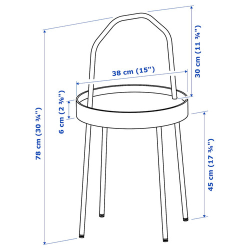 BURVIK Side table, light grey-green, 38 cm