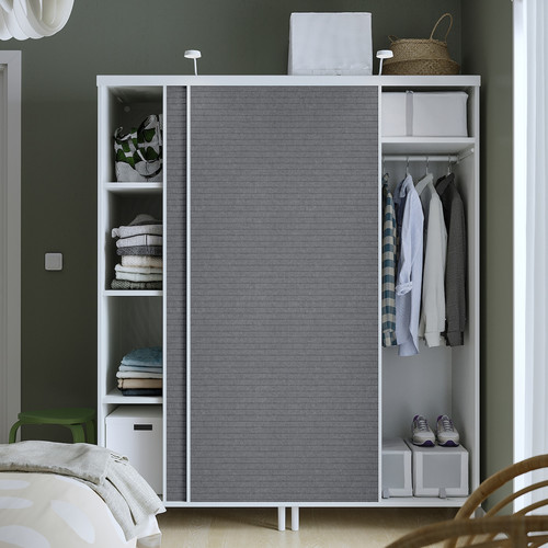 PLATSA Wardrobe with 2 sliding doors, white Larkollen/dark grey, 160x57x191 cm