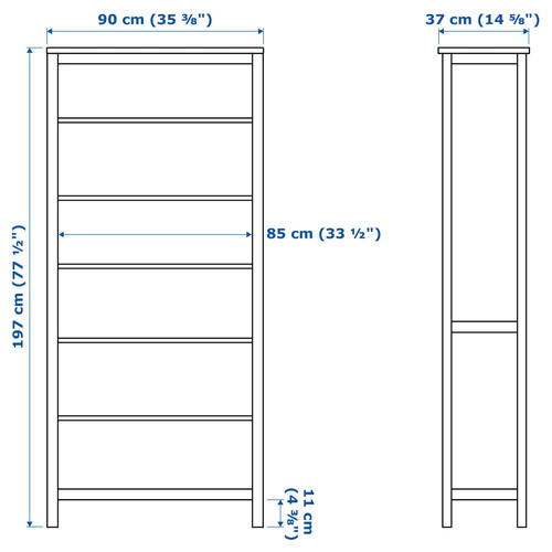 HEMNES Bookcase, black-brown, 90x197 cm