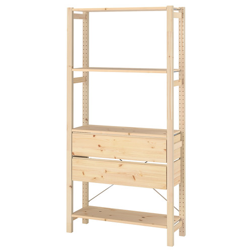 IVAR 1 section/shelves/drawers, pine, 89x30x179 cm