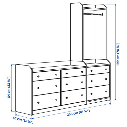 HAUGA Storage combination, white, 208x199 cm