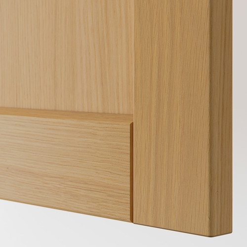 METOD High cabinet for fridge/freezer, white/Forsbacka oak, 60x60x200 cm
