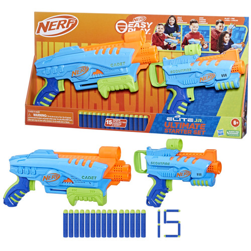 Nerf Elite Junior Ultimate Starter Set, 2 Blasters, 15 Nerf Elite Darts 6+