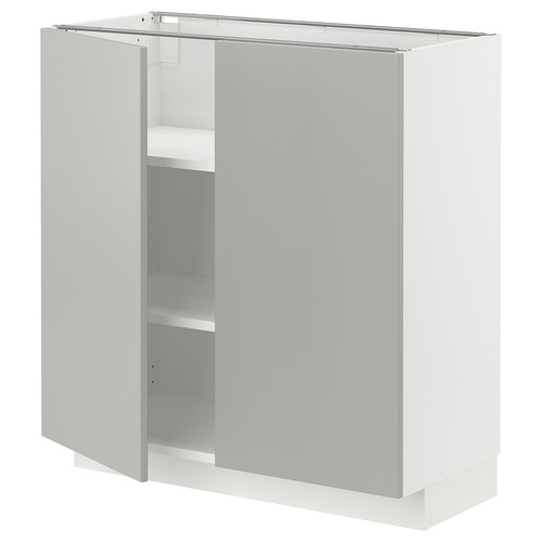 METOD Base cabinet with shelves/2 doors, white/Havstorp light grey, 80x37 cm