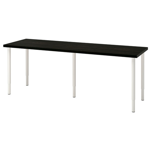 LAGKAPTEN / OLOV Desk, black-brown/white, 200x60 cm