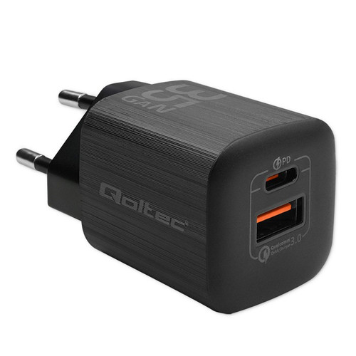 Qoltec Wall Charger EU Plug GaN ULTRA 35W 5V 20V, 2.25A 3A, USB C