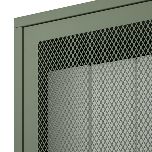 IVAR Cabinet with doors, grey-green mesh, 160x30x83 cm