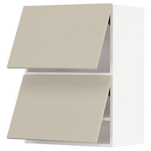 METOD Wall cab horizo 2 doors w push-open, white/Havstorp beige, 60x80 cm