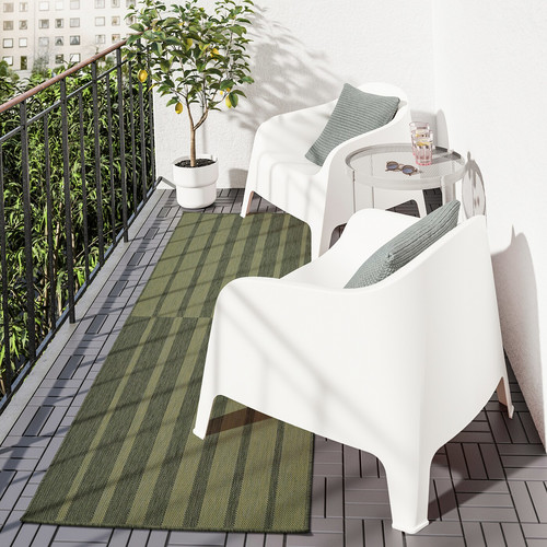 KANTSTOLPE Rug flatwoven, in/outdoor, green, 80x250 cm