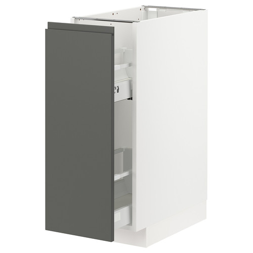 METOD / MAXIMERA Base cabinet/pull-out int fittings, white/Voxtorp dark grey, 30x60 cm