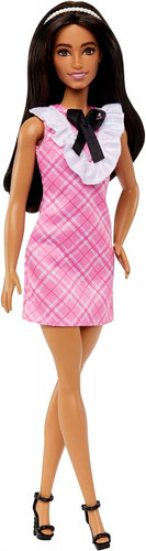 Barbie Fashionistas Doll #209 With Black Hair And A Plaid Dress HJT06 3+