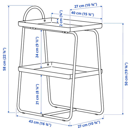 HATTÅSEN Bedside table/shelf unit, blue-turquoise