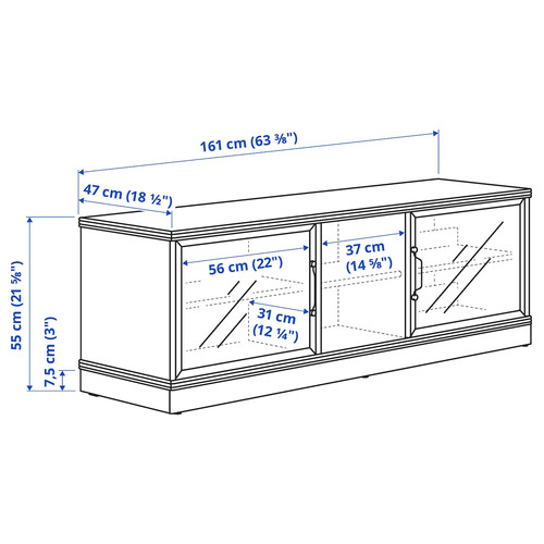 LANESUND TV storage combination, grey-brown, 282x47x152 cm