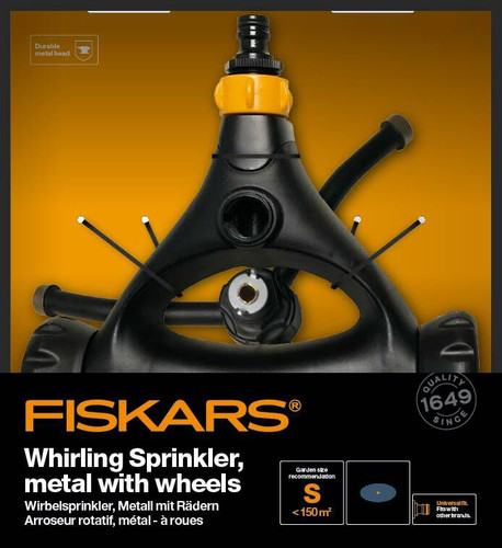 Fiskars Whirling Sprinkler, metal, with wheels