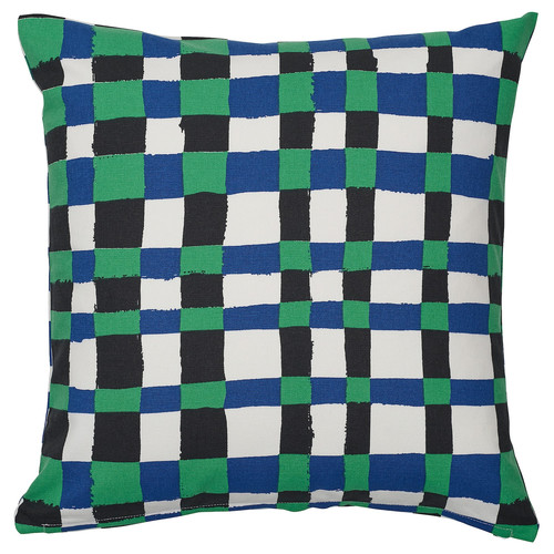 PLATTLUMMER Cushion cover, green/blue, 50x50 cm