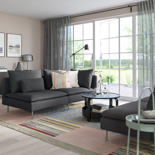 SÖDERHAMN 3-seat sofa, with open end/Fridtuna dark grey