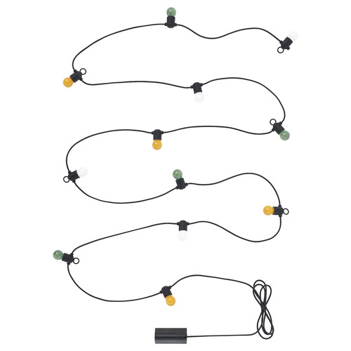 SOLVINDEN LED lighting chain with 12 bulbs, battery-operated/outdoor multicolour