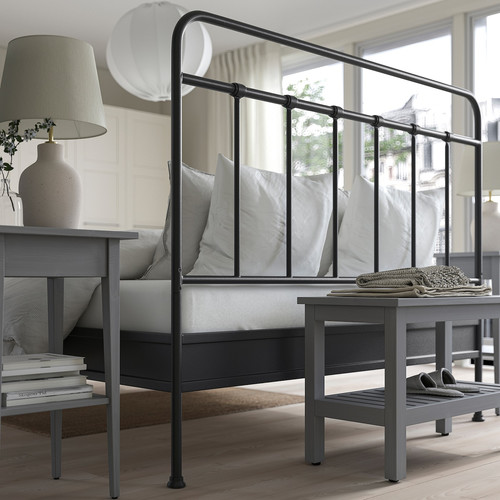 STJÄRNÖ Bed frame, anthracite/Lindbåden, 160x200 cm