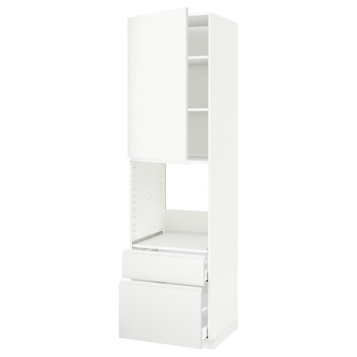 METOD / MAXIMERA Hi cab f ov w dr/2 frnt/1 m/1 h drw, white/Voxtorp matt white, 60x60x220 cm