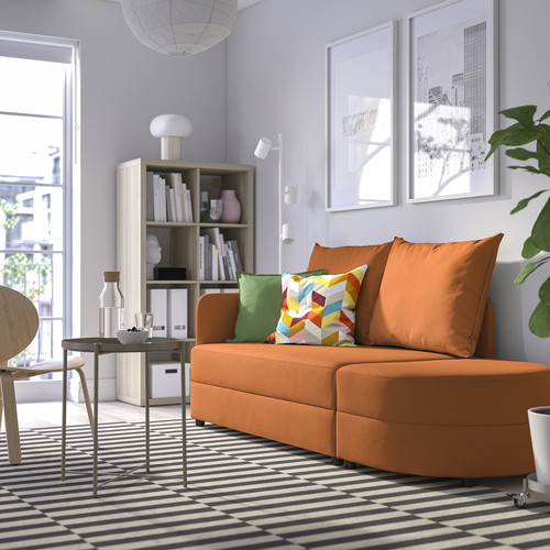 LINDÅKRA 2-seat sofa-bed, Knisa bright orange