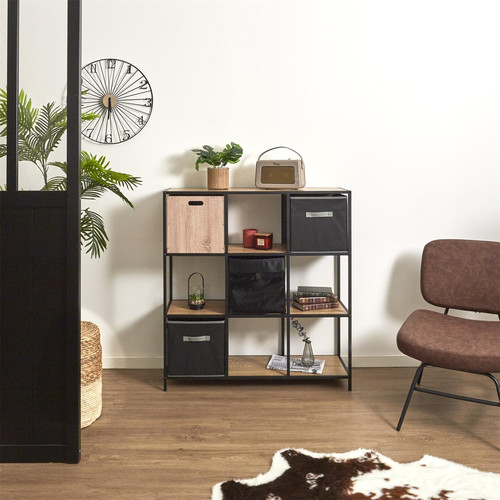 Shelving Unit Loka IX, oak/black