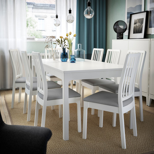 EKEDALEN / EKEDALEN Table and 6 chairs, white, Orrsta light grey, 180/240 cm