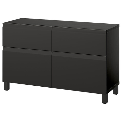 BESTÅ Storage combination w doors/drawers, black-brown/Hammarsmed/Stubbarp anthracite, 120x42x74 cm