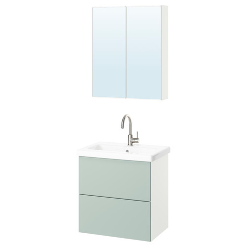 ENHET Bathroom, white/pale grey-green, 64x43x65 cm