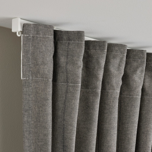 LENDA Curtains with tie-backs, 1 pair, dark grey, 140x300 cm