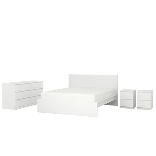 MALM Bedroom furniture, set of 4, white, 180x200 cm