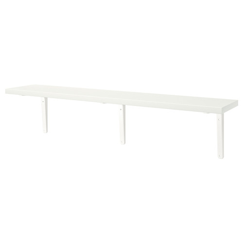 BERGSHULT / TOMTHULT Shelf with bracket, white, 120x20 cm