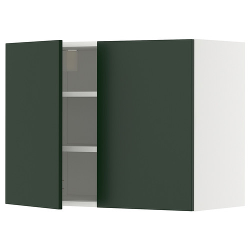 METOD Wall cabinet with shelves/2 doors, white/Havstorp deep green, 80x60 cm