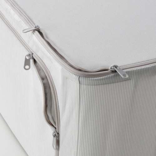 HEMMAFIXARE Storage case, fabric striped/white/grey, 34x51x28 cm