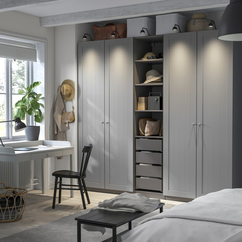 PAX / GULLABERG Wardrobe combination, dark grey/grey, 250x60x236 cm