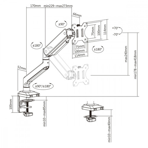 MacLean Monitor Holder with Gas Spring ErgoOffice 17-32" ER-44