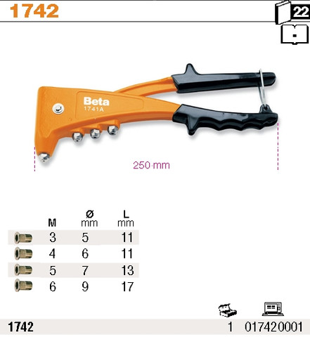 BETA Riveting Pliers for Threaded Rivets 1742