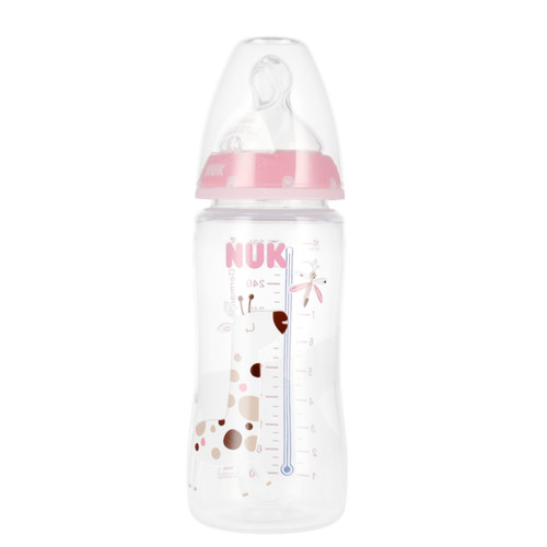 NUK First Choice Plus Baby Bottle with Temperature Control 300ml 6-18m, pink